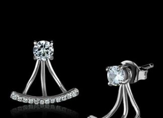 Birthday Gifts Ideas : 1.34CT Round Cut Russian Lab Diamond Sterling Silver Stud Cuff Earrings