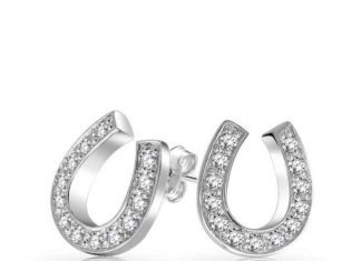 Birthday Gifts Ideas : Silver 1.55TCW Round Cut Russian Lab Diamond Horseshoe Stud Earrings Birthday Gr…