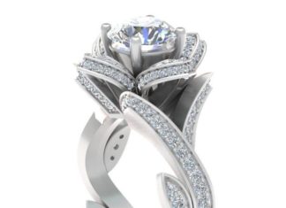 Birthday Gifts Ideas : Stunning 3.01TCW Russian Lab Diamond Floral Engagement Ring Size 6 & 7