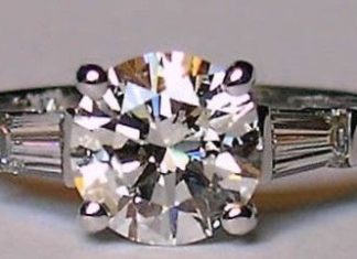 Birthday Gifts Ideas : 2.5CT Perfect Round Diamond Cut Russian Lab Diamond 18K White Gold Baguette Acce…