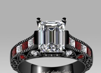 Birthday Gifts Ideas : 2.6CT Emerald Cut Lab Diamond Red Accents Promise Engagement Anniversary Wedding…