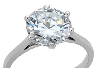Birthday Gifts Ideas : 2CT Perfect Round Diamond Cut Russian Lab Diamond 18K White Gold Engagement Ring…