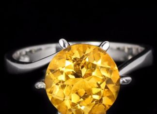 Birthday Gifts Ideas : 3.3CT Portuguese Cut Yellow Citrine Engagement Promise Ring Size 8