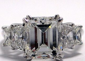 Birthday Gifts Ideas : 4.4CT Perfect Emerald Cut Russian Lab Diamond Stainless Steel Engagement Anniver…