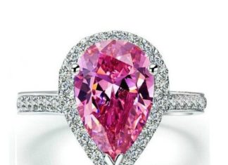 Birthday Gifts Ideas : 4.5CT Pear Cut Pink Sapphire Round Cut Russian Lab Diamond Ring – Joy Of Londo…