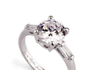 Birthday Gifts Ideas : 4TCW Perfect Round Diamond Cut Russian Lab Diamond 18K White Gold Baguette Accen…