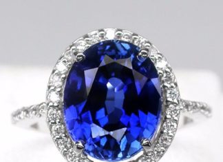 Birthday Gifts Ideas : 5.2.5CT Oval Cut Blue Sapphire White Sapphire Accent Halo Promise Engagement Ann…