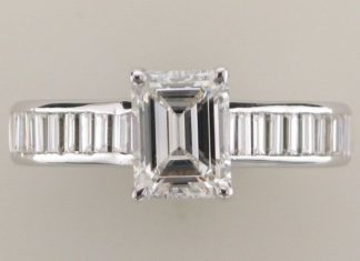 Birthday Gifts Ideas : A Perfect 2.5CT Carat Emerald Cut Russian Lab Diamond with Baguettes Promise Eng…