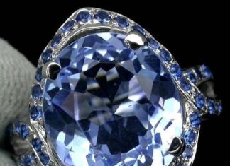 Birthday Gifts Ideas : A Perfect 6CT Oval Cut Blue Tanzanite Quartz and Round Diamond Blue Sapphire Acc…