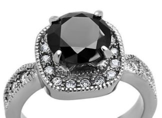 Birthday Gifts Ideas : A Perfect and Stunning 2.75CT Halo Round Cut Black Diamond Lab Promise Engagemen…