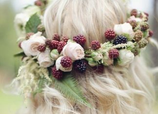 Birthday Gifts Ideas : A blackberry and pale peach rose flower crown for a natural autumn bride