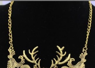 Birthday Gifts Ideas : Bronze or Silver Faux Deer Antler Bridal Necklace