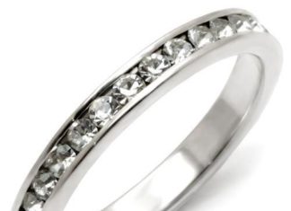 Birthday Gifts Ideas : Classic & Elegant Russian Lab Diamond Wedding Band Stacking Ring