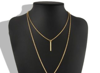 Birthday Gifts Ideas : Double Layer Bohemian Gold Long Chain Vertical Drop Bar Pendant Necklace