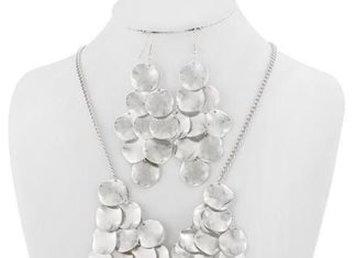 Birthday Gifts Ideas : Fabulous Rhodium Silver or Gold Circle Necklace and Earring Set