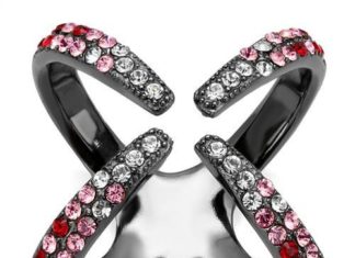 Birthday Gifts Ideas : Fashion Light Black Stainless Steel Red Pink Crystal Cross Ring