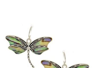 Birthday Gifts Ideas : Gorgeous Abalone Shell Dragonfly Drop Earrings