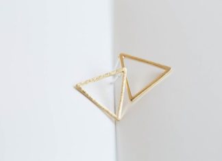 Birthday Gifts Ideas : Handmade Minimalist 14K Gold Triangle Stud Earrings