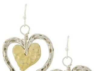 Birthday Gifts Ideas : Matte Silver & Matte Gold Heart Dangle Earrings