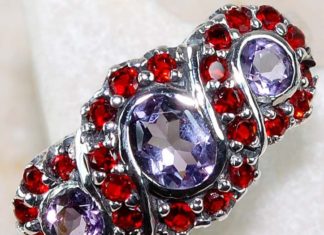 Birthday Gifts Ideas : Natural 1.3CT Amethyst & Red Ruby 925 Sterling Silver Promise Engagement Wedding…