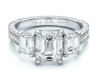 Birthday Gifts Ideas : Perfect 3CT Emerald Cut & Princess Accent Russian Lab Diamond 18K White Gold Eng…