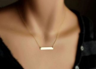 Birthday Gifts Ideas : Trendy 14K Gold Horizontal Bar Pendant Necklace