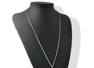 Birthday Gifts Ideas : Trendy Elegant Gold Turquoise Beaded Necklace