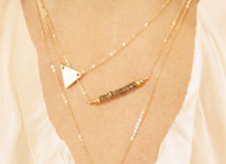 Birthday Gifts Ideas : Trendy Gold Triangle Beaded Bar Three Layers Necklace Body Jewelry