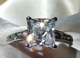 Birthday Gifts Ideas : Vintage 3.5CT Russian Lab Created Cushion Cut Stainless Ring Sizes 6, 7