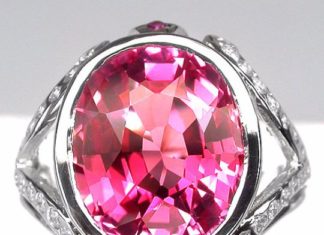Birthday Gifts Ideas : Vintage 7.84CT Oval Cut Pink Padparadscha Sapphire Round Diamond Cut White Sapph…