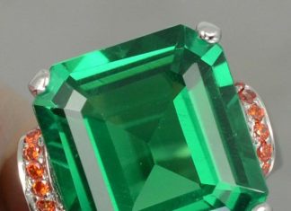 Birthday Gifts Ideas : Vintage 7CT Emerald Cut Green Tsavorite with Orange Sapphire Accent Engagement, …