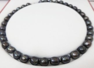 Birthday Gifts Ideas : Vintage Baroque Tahitian Black 9mm Pearls 18 inch Necklace – FREE SHIPPING