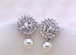 Birthday Gifts Ideas : Austrian Crystal & White Pearl 925 Sterling Silver over 18K Gold Wedding Bridal …