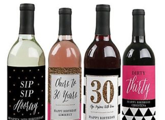 Birthday Gifts Inspiration : Chic Pink, Black & Gold – 30th Birthday – Custom Wine Bottle Label Birthday Gift…