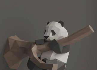 Birthday Gifts Inspiration : Funny Panda Paper Sculpture, Wall Decor, Papercraft, DIY Paper Model, PDF Kit, 3…