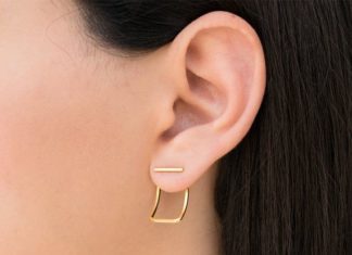 Birthday Gifts Inspiration : Pair of gold ear jacket earrings jackets & line par emmanuelaGR