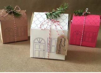 Birthday Gifts Inspiration : exemple de patron boite en carton en forme de maisonnette, une boite à biscuits…