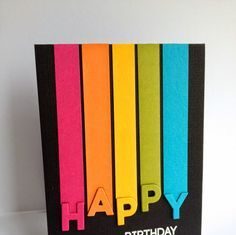 Birthday Gifts Inspiration : #papercrafting and #cardmaking: check out this #card. Rainbow Striped Birthday (…