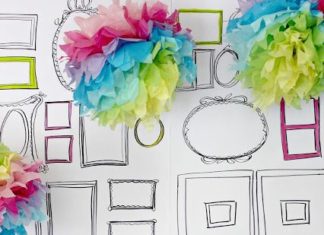 Birthday Party Inspiration : Art party – hand drawn backdrop.