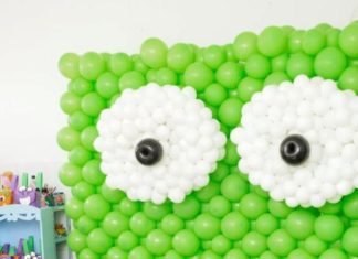 Birthday Party Inspiration : CUTE monster party BACKDROP made out of balloons! Party via Kara’s Party Ideas K…