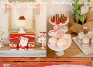 Birthday Party Inspiration : Vintage Strawberry + Strawberry Shortcake themed birthday party via Karas Party …