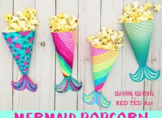 Birthday Party : Mermaid Movie Night Printable. Make your own Mermaid Popcorn Holders. Perfect fo…