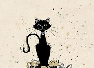 Happy Birthday Wiches : Cat on Gifts – by Jane Crowther for Bug Art greeting cards.
