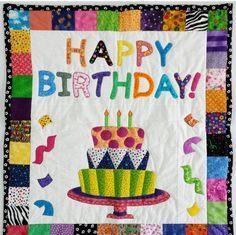 Happy Birthday Wiches : Happy Birthday Quilt | Quilted Happy Birthday Wall Hanging or Baby Blanket 30″ x…
