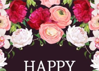 Happy Birthday Wiches : Lovely Flower Happy Birthday Card