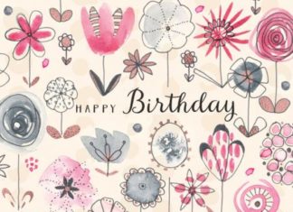 Happy Birthday Wiches : Rebecca Prinn – RP Watercolour Copper Foil Flowers Birthday