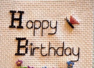 Happy Birthday Wiches : – embroidered Happy Birthday Card