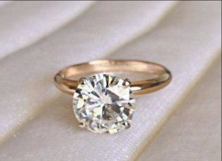 Birthday Gifts Ideas : 2CT Round Cut Round Solitaire Russian Lab Diamond 14K Yellow Gold Ring