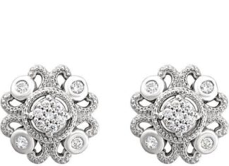 Birthday Gifts Ideas : 1.6TCW Round Cut Ethically Mined Natural Diamond Medallion Stud Earrings