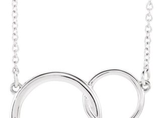 Birthday Gifts Ideas : 14K White Rose Yellow Gold Intertwine Circle Love Necklace